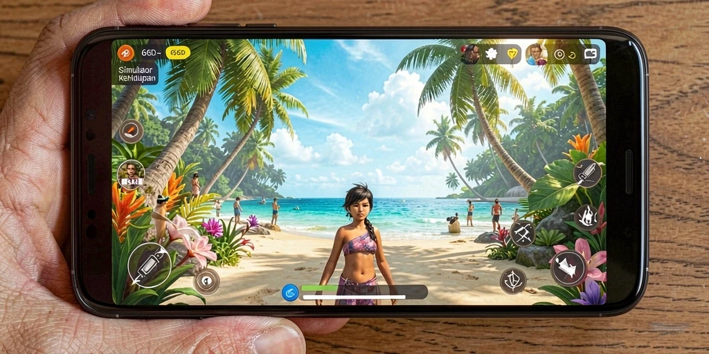 Tampilan gameplay 66D yang menarik dalam simulasi kehidupan.