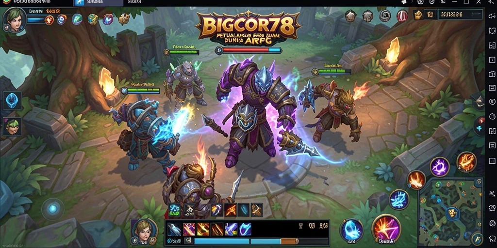 Tampilan gameplay ARPG seru di BIGCOR78 dengan pertarungan yang dinamis.