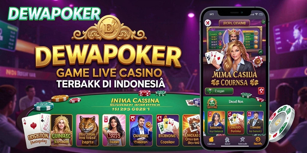 Tampilan screenshot DEWAPOKER yang menonjolkan gameplay Live Casino yang seru.