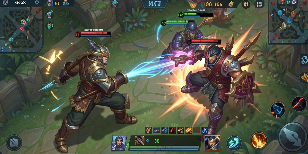 Tangkapan layar G668 menunjukkan aksi gameplay MOBA yang intens.