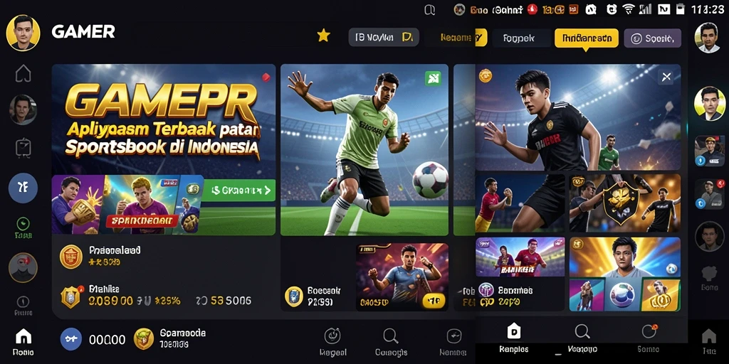 Tampilan tampilan utama GAMERP dengan pilihan taruhan olahraga.