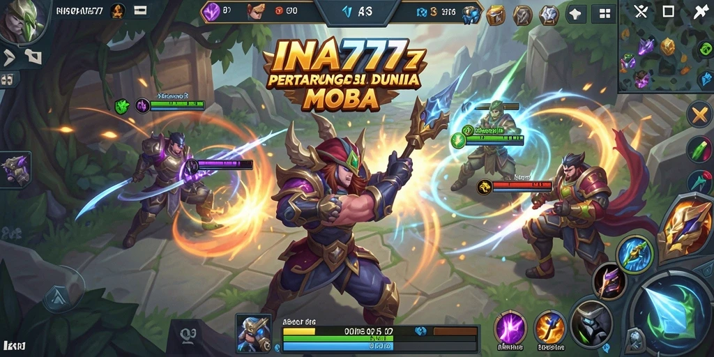 Screenshot gameplay INA777 menampilkan aksi seru dan strategi tim dalam MOBA.