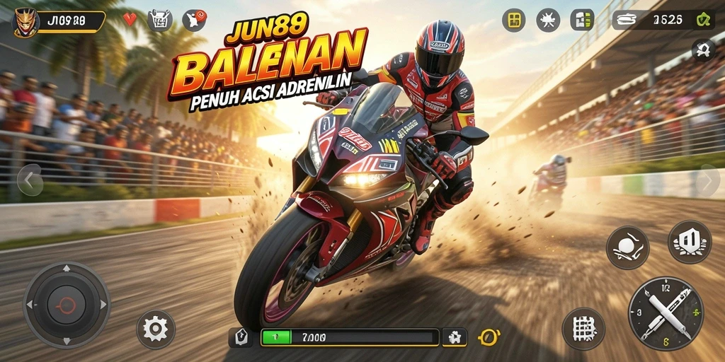 Screenshot JUN88 menampilkan aksi balapan motor yang mendebarkan.