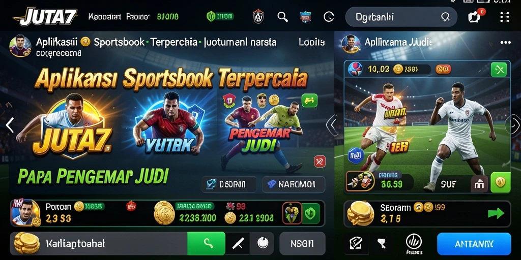 Tangkapan layar utama JUTA7 menampilkan antarmuka taruhan olahraga yang mudah dipahami.