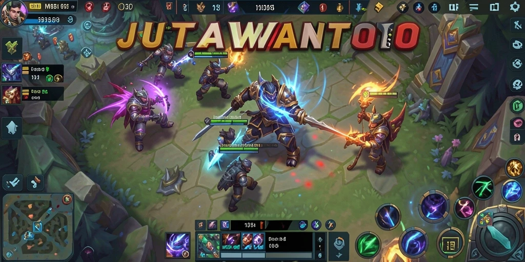 Gameplay seru JUTAWANTOTO dengan aksi MOBA yang mendebarkan.