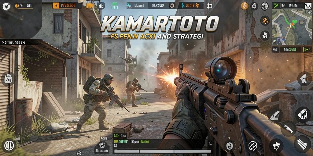 Gameplay menegangkan KAMARTOTO dengan aksi tembak-menembak yang seru.