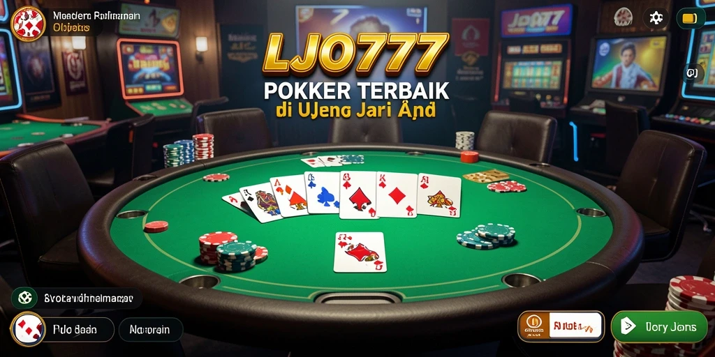 Screenshot gameplay LJO777 menampilkan aksi poker yang mendebarkan.