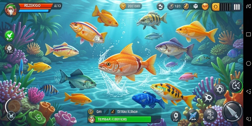 Gameplay seru Tembak Ikan di REZEKIGO yang penuh aksi.
