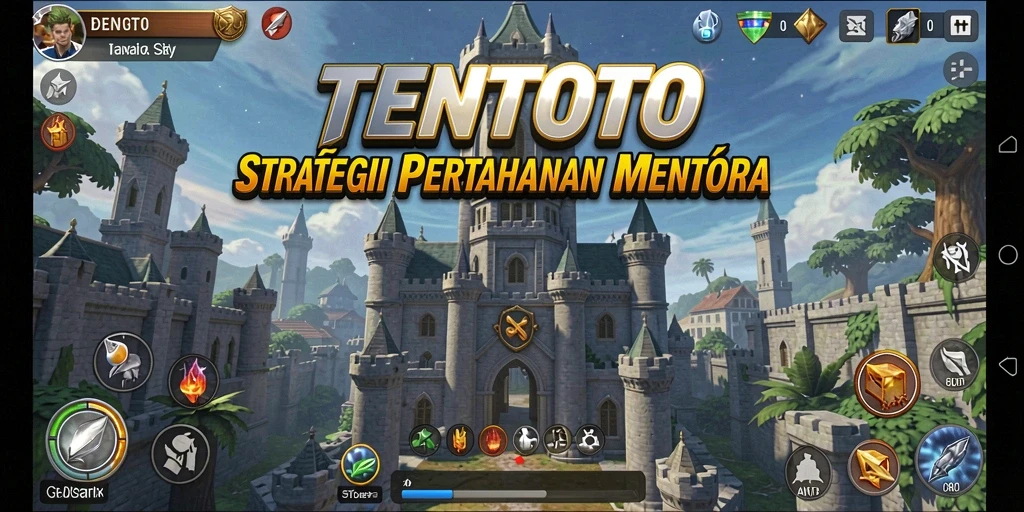 Gameplay TENTOTO menampilkan menara dan musuh yang menegangkan dalam Tower Defense.