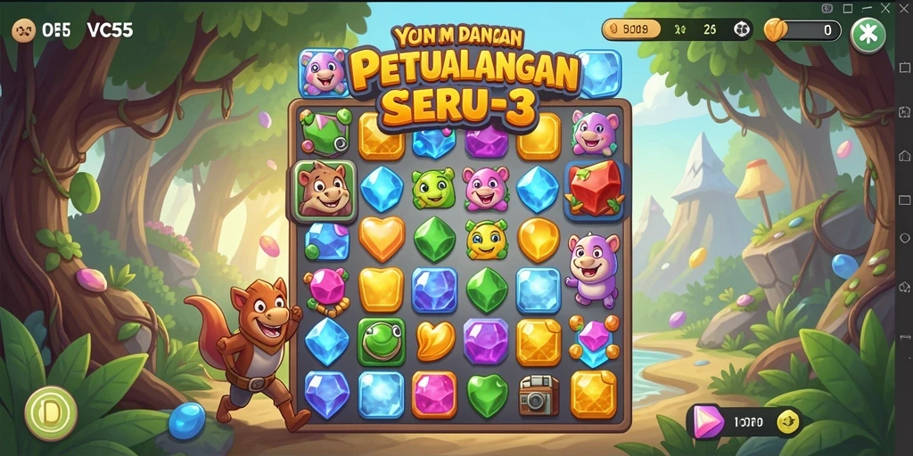 Gameplay seru VC55 dengan tantangan Match-3 yang menarik.
