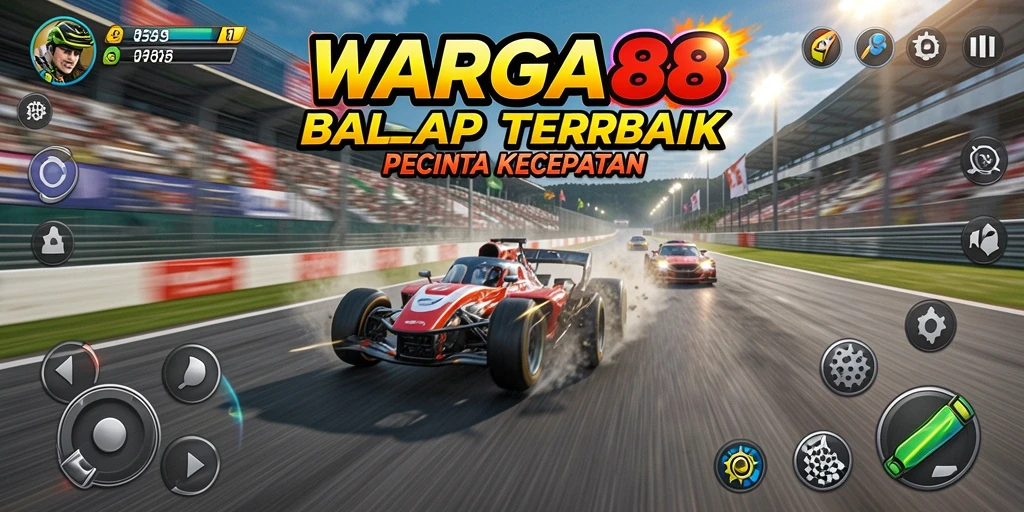 Tampilan gameplay menarik dari WARGA88 yang penuh aksi balap.